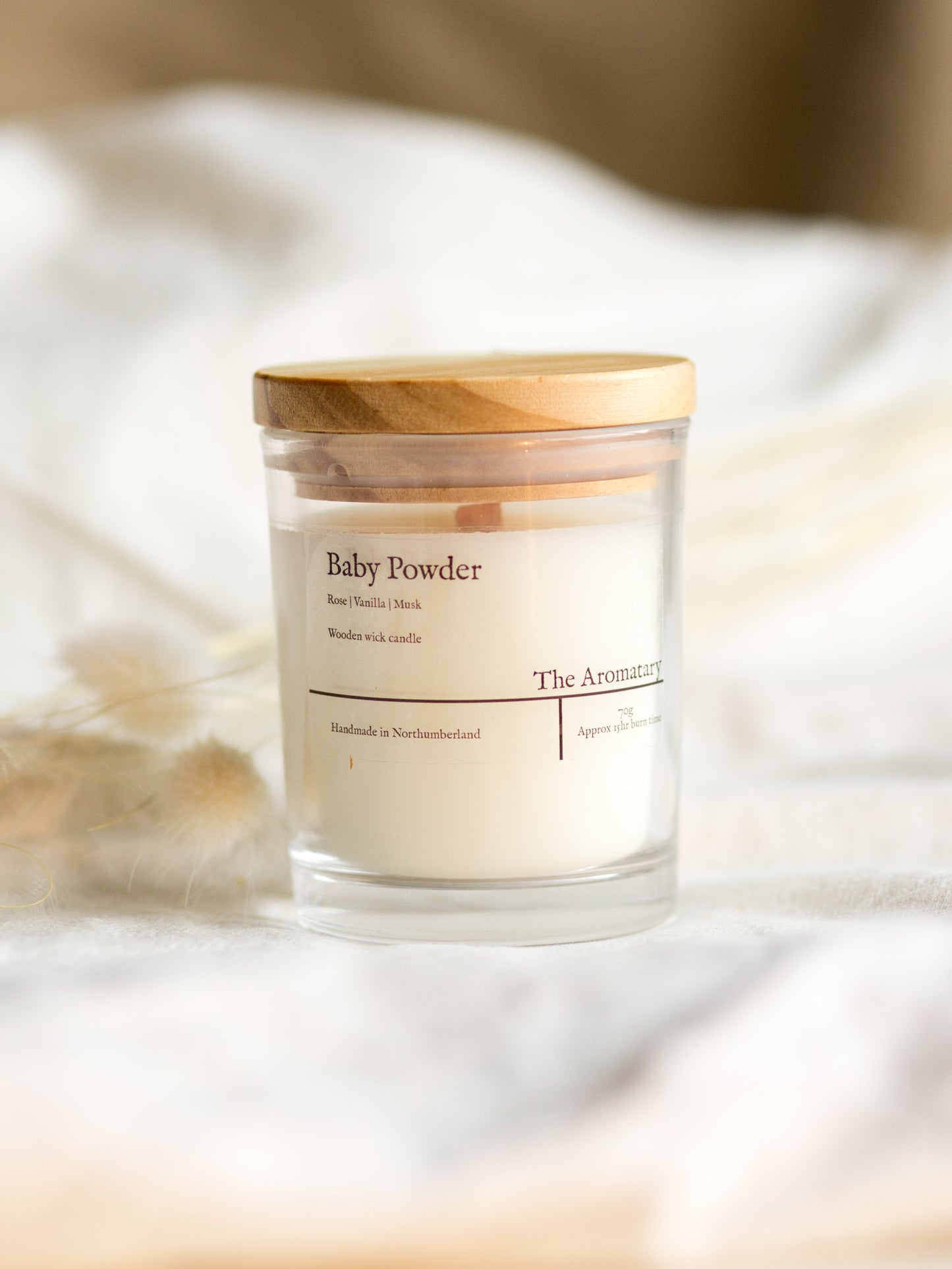 Baby Powder wooden wick votive