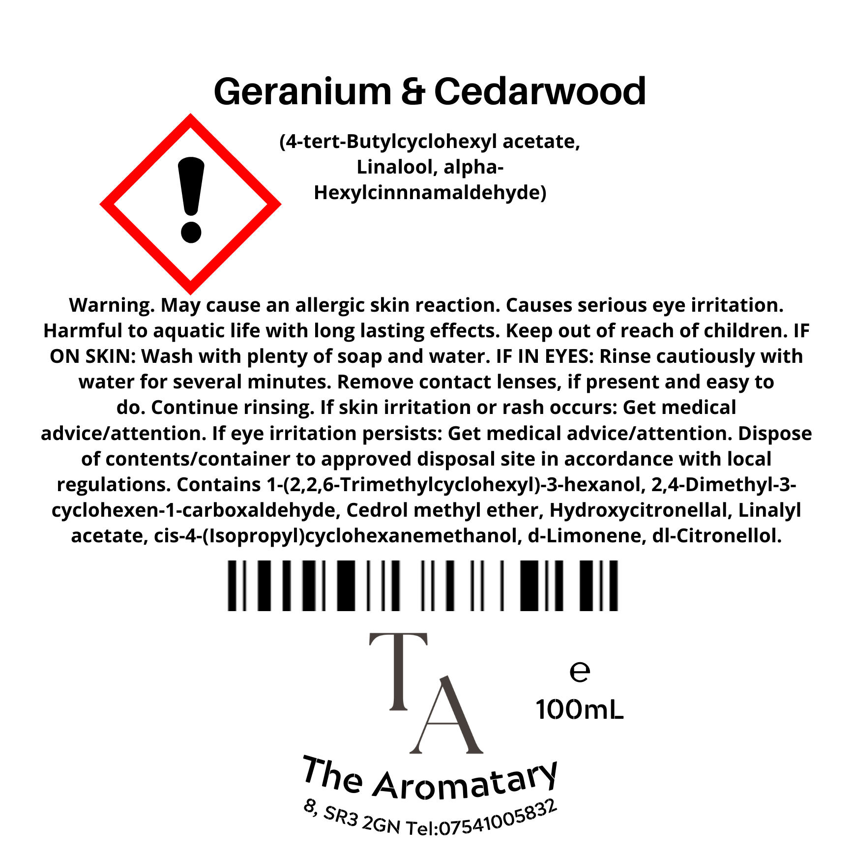 Geranium & Cedarwood Reed Diffuser