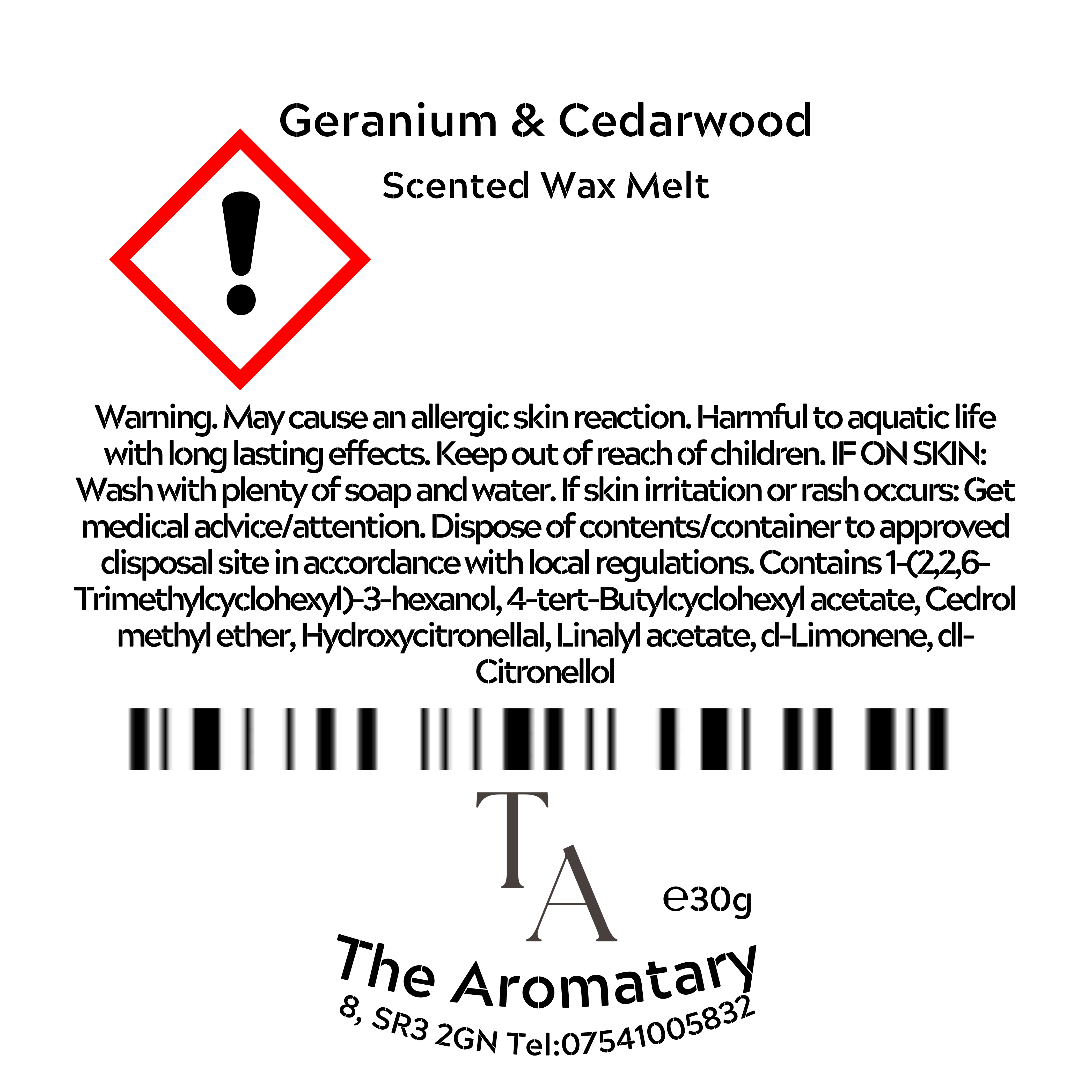 Geranium & Cedarwood Wax Melt