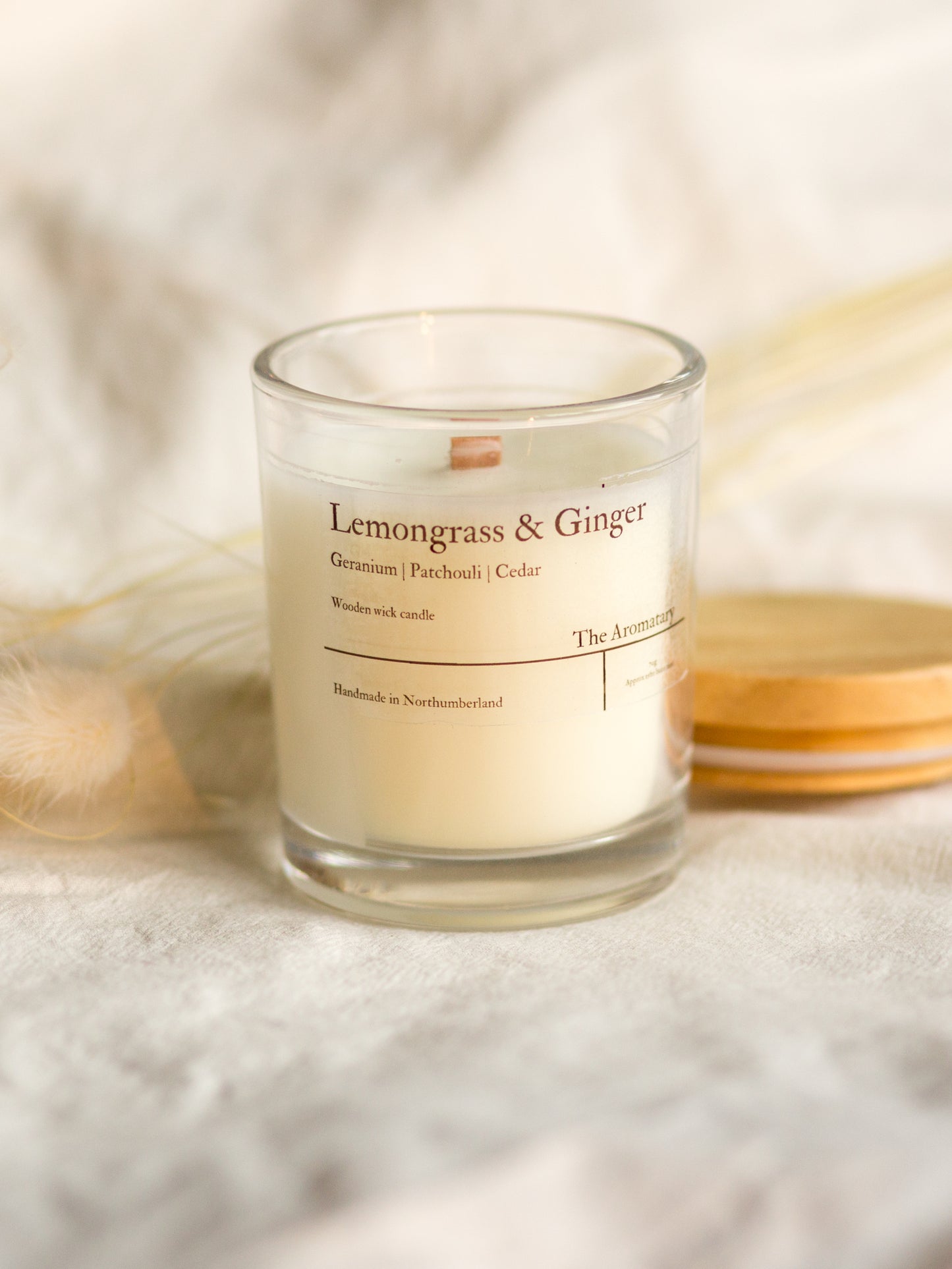 Lemongrass & Ginger wooden wick votive