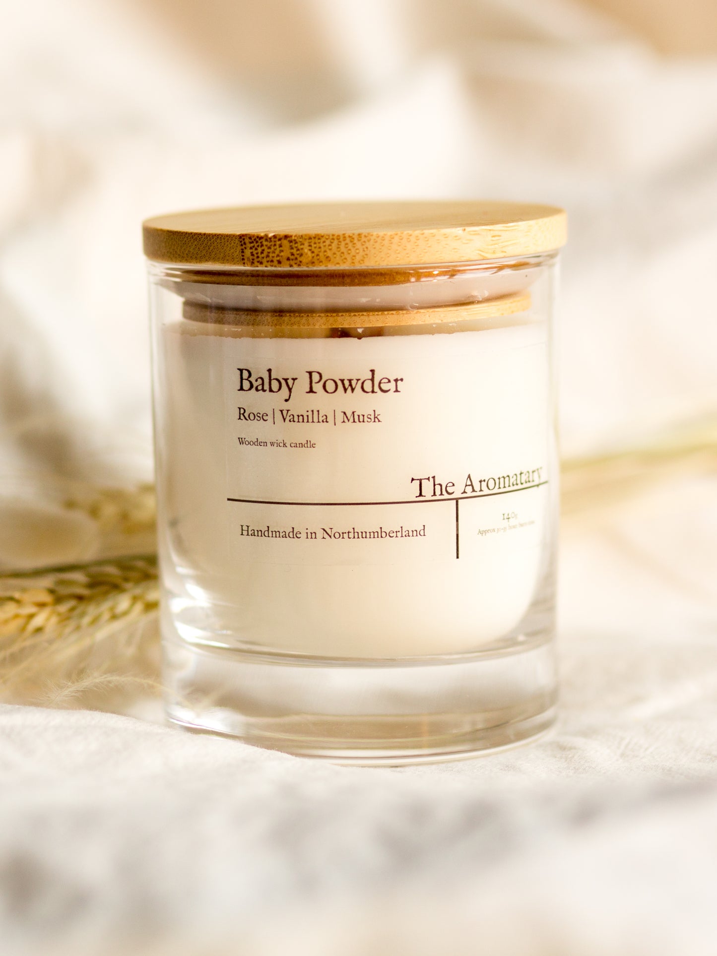 Baby Powder classic wooden wick candle